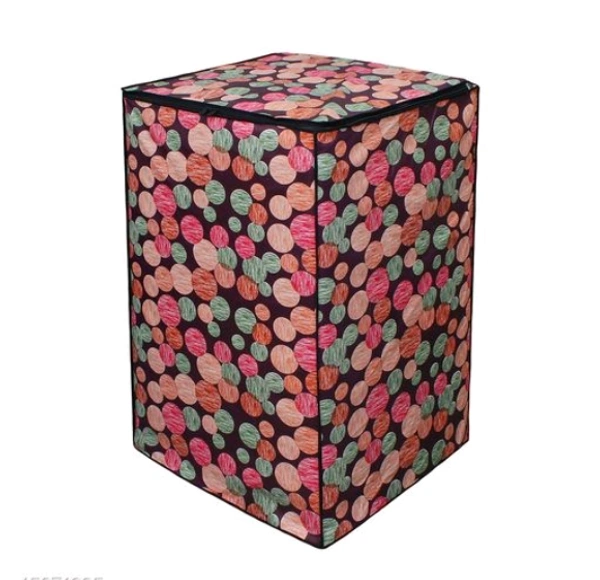 DREAM CURE Portable Washing Machine Brown Color Printed PVC Cover,Top Load Waher Dryer Cover Water Proof , Full Automatic /Wheel Washing Machine Cover For 6 Kg Cover - Red